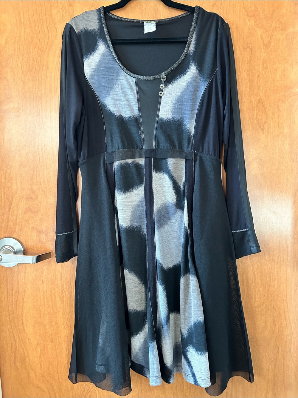 Vintage Dolcezza Viscose Blend A-Line Dress Black Gray - Size M/L